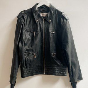 SOLD Vintage Black Fringed Leather Jacket